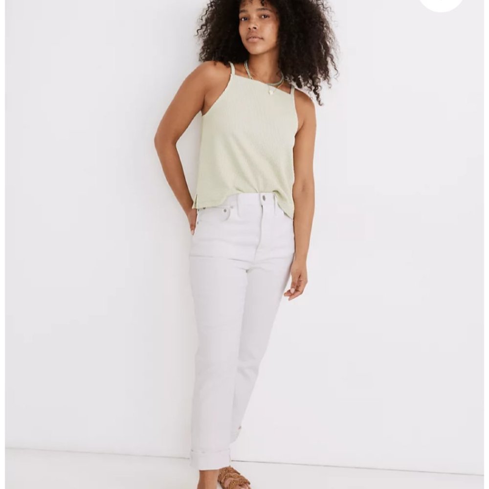 Madewell High-Rise Slim Boyjean in Tile White